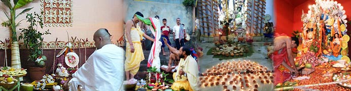 Image showing Durga puja shashti, Kalabou puja, Sandhi puja and vegetable sacrifice