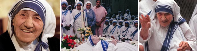 Three images of Mother Teresa