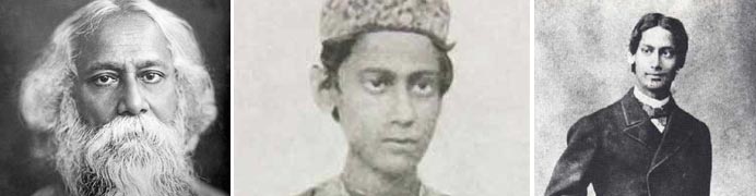 Three images of Rabindranath Tagore